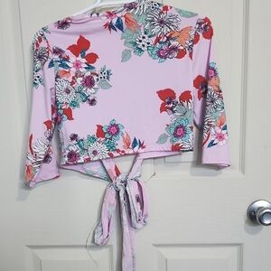 Floral Tie-Back Blouse in Pink and Red
